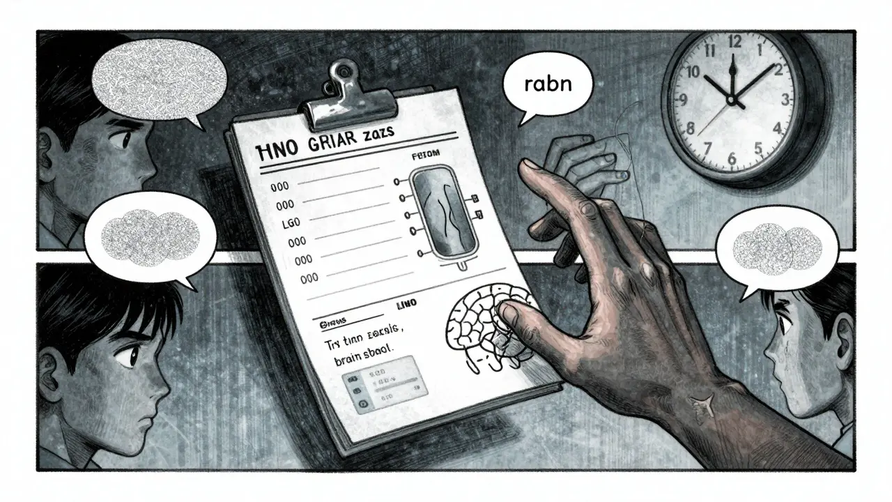 A floating medical chart shows withdrawal symptoms and blood pressure spikes, with trembling hands reaching toward it in stark anime realism.